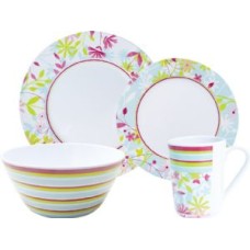 PETITES FLEURS DINING 16PC MELAMINE DINNER SET CARAVAN MOTORHOME CAMPING SC337C1